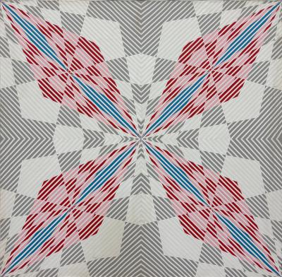  Gabe Silverman Oversized Gabe Silverman 1980s Abstract Op Art Painting Newly Framed