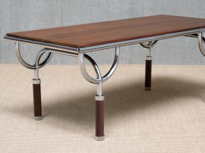  Gabetti Isola Gabetti Isola TRI 6 Coffee Side Table in Teak and Chrome Italy 1970s