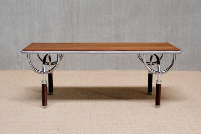  Gabetti Isola Gabetti Isola TRI 6 Coffee Side Table in Teak and Chrome Italy 1970s