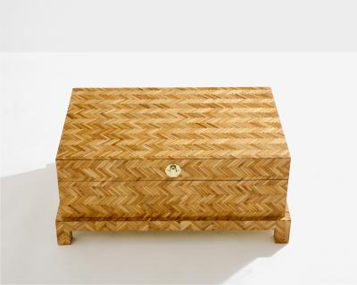  Galerie Maison et Jardin Galerie Maison Jardin bamboo marquetry brass trunk 1970