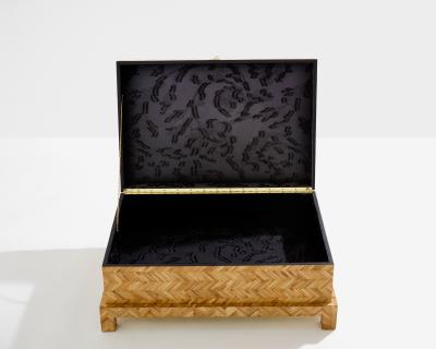  Galerie Maison et Jardin Galerie Maison Jardin bamboo marquetry brass trunk 1970