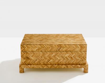  Galerie Maison et Jardin Galerie Maison Jardin bamboo marquetry brass trunk 1970