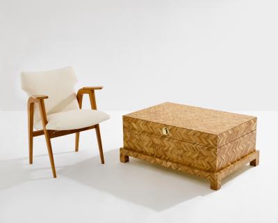  Galerie Maison et Jardin Galerie Maison Jardin bamboo marquetry brass trunk 1970