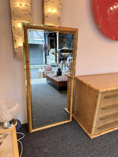  Galerie Maison et Jardin Mirror Bamboo and Brass Galerie Maison et Jardin France 1970s