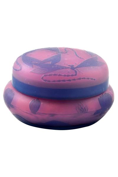  Galle Cameo French Cameo Glass Covered Box 1900 Signed DeVez 