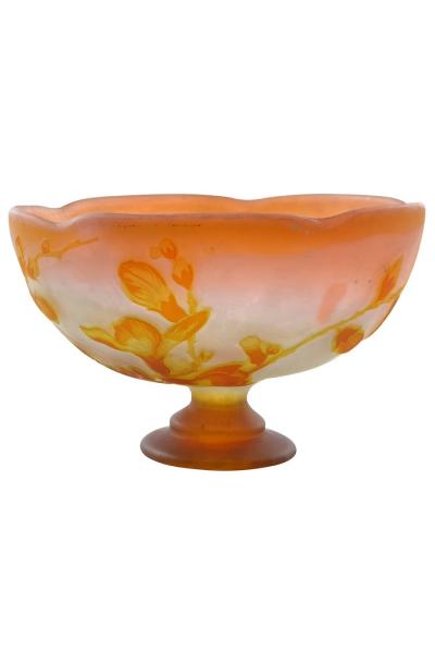  Galle Cameo Galle French Cameo Glass Footed Compote Signed Galle France C a 1920 s