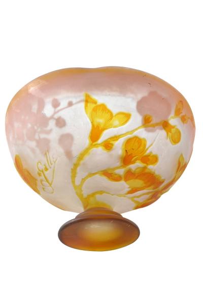  Galle Cameo Galle French Cameo Glass Footed Compote Signed Galle France C a 1920 s