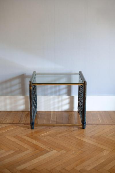  Gallotti Radice Set of 3 Nesting Bamboo Tables With Glass Top By Gallotti Radice Italy