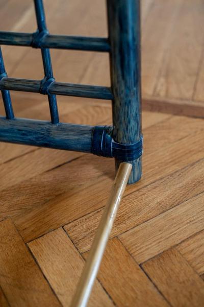  Gallotti Radice Set of 3 Nesting Bamboo Tables With Glass Top By Gallotti Radice Italy
