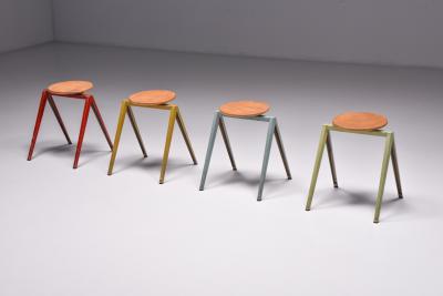  Galvanitas Galvanitas Low Stools Prouve Style 1970s