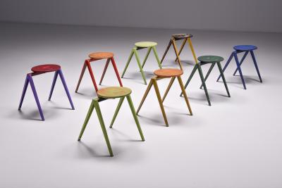  Galvanitas Galvanitas Low Stools Prouve Style 1970s