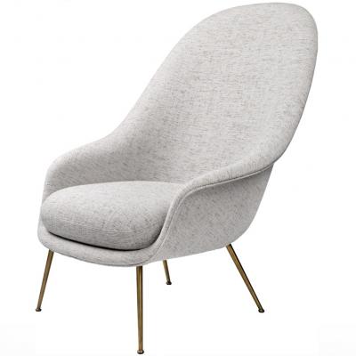  GamFratesi Design Studio GamFratesi Low Back Bat Lounge Chair with Antique Brass Conic Base