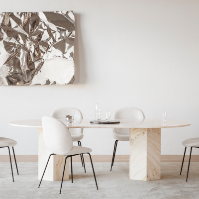  GamFratesi Design Studio Travertine Elliptical Epic Table by GamFratesi for GUBI