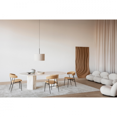  GamFratesi Design Studio Travertine Elliptical Epic Table by GamFratesi for GUBI