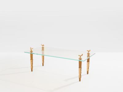  Garouste Bonetti Garouste Bonetti solid oak and bronze glass coffee table 1995