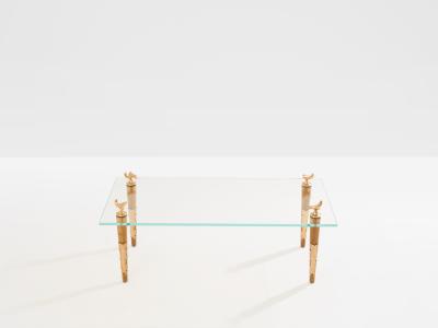  Garouste Bonetti Garouste Bonetti solid oak and bronze glass coffee table 1995