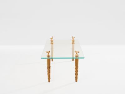  Garouste Bonetti Garouste Bonetti solid oak and bronze glass coffee table 1995