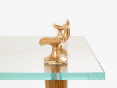  Garouste Bonetti Garouste Bonetti solid oak and bronze glass coffee table 1995