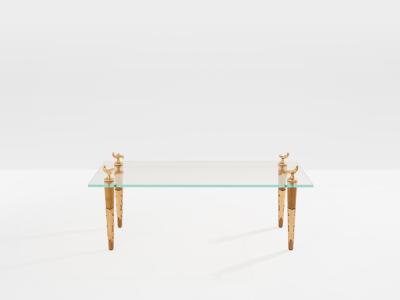  Garouste Bonetti Garouste Bonetti solid oak and bronze glass coffee table 1995