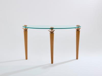  Garouste Bonetti Garouste Bonetti solid oak and bronze glass console table 1995