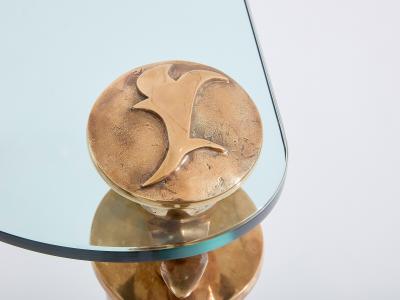  Garouste Bonetti Garouste Bonetti solid oak and bronze glass console table 1995