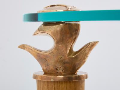  Garouste Bonetti Garouste Bonetti solid oak and bronze glass console table 1995