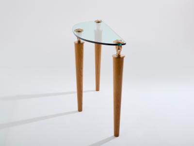  Garouste Bonetti Garouste Bonetti solid oak and bronze glass console table 1995