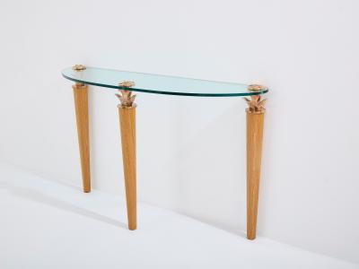  Garouste Bonetti Garouste Bonetti solid oak and bronze glass console table 1995