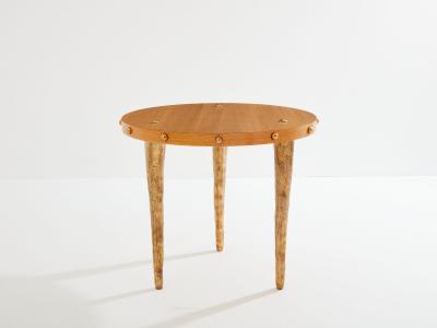  Garouste Bonetti Garouste Bonetti solid oak and patinated bronze gueridon table 1987
