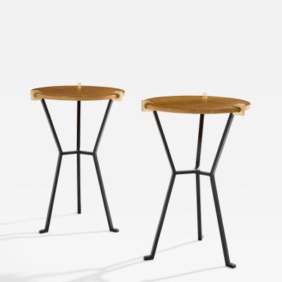  Garouste Bonetti Garouste Bonetti solid oak and wrought iron gueridon tables 1995