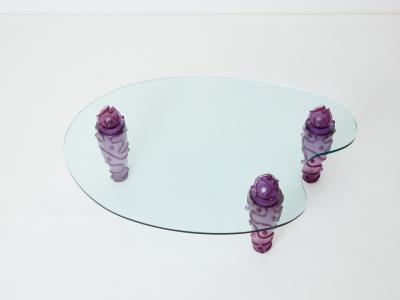  Garouste Bonetti Large signed purple resin glass coffee table Garouste Bonetti 1990s
