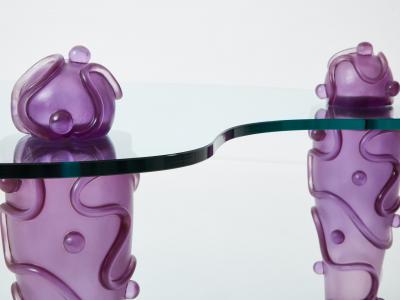  Garouste Bonetti Large signed purple resin glass coffee table Garouste Bonetti 1990s