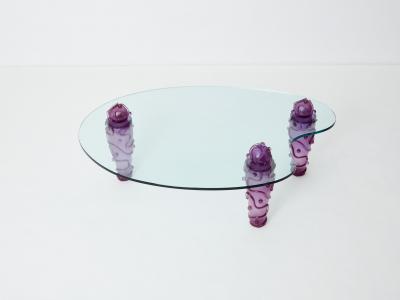  Garouste Bonetti Large signed purple resin glass coffee table Garouste Bonetti 1990s