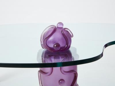  Garouste Bonetti Large signed purple resin glass coffee table Garouste Bonetti 1990s