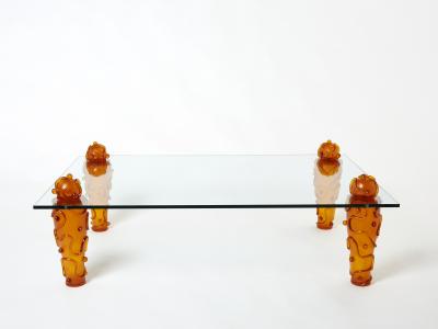  Garouste Bonetti Large signed resin glass coffee table by Garouste Bonetti 1990s