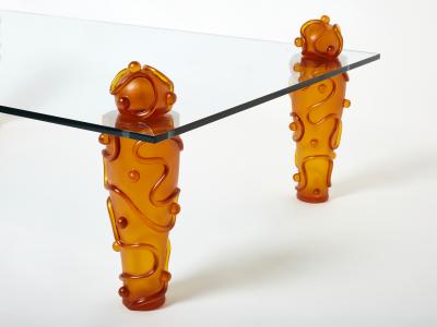  Garouste Bonetti Large signed resin glass coffee table by Garouste Bonetti 1990s