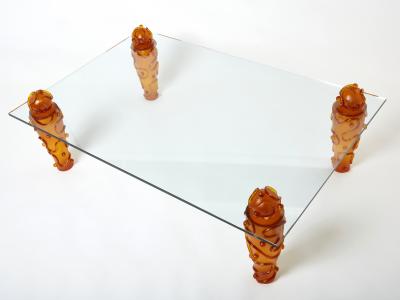  Garouste Bonetti Large signed resin glass coffee table by Garouste Bonetti 1990s