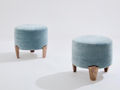  Garouste Bonetti Pair of stools Garouste Bonetti Koala bronze mohair velvet 1995