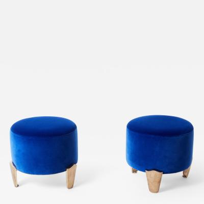  Garouste Bonetti Pair of stools Garouste Bonetti Koala bronze royal blue velvet 1995