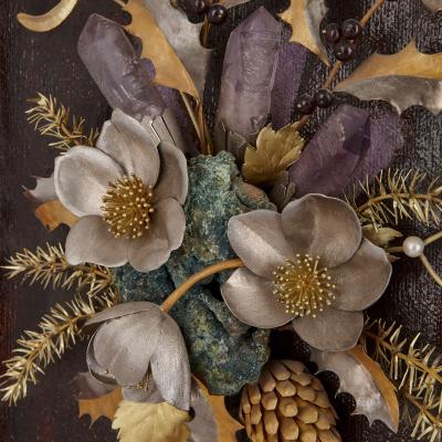  Garrard Co Framed floral bouquet crafted from gold and semi precious stones by Tolliday