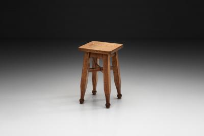  Gaskell Chambers Square Oak Stool by Gaskell Chambers England First half of the 20th Century