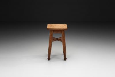  Gaskell Chambers Square Oak Stool by Gaskell Chambers England First half of the 20th Century