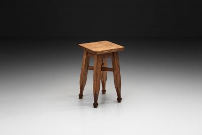  Gaskell Chambers Square Oak Stool by Gaskell Chambers England First half of the 20th Century