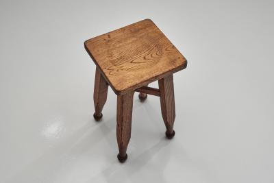  Gaskell Chambers Square Oak Stool by Gaskell Chambers England First half of the 20th Century