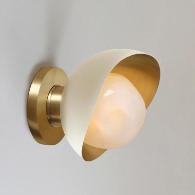  Gaspare Asaro Perla Mini Wall Light Sand White and Satin Brass Finish