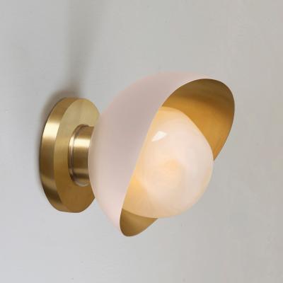  Gaspare Asaro Perla Mini Wall Light Sand White and Satin Brass Finish