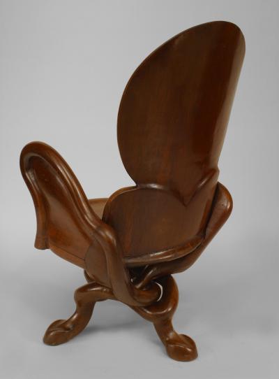 Gaudi 3 Pair of Art Nouveau 19 20 Cent Teak Armchairs