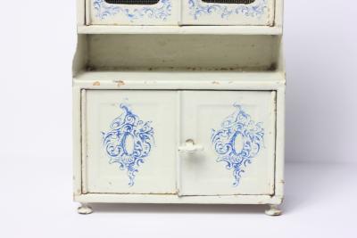  Gebr der Bing Antique Rare Dollhouse Miniature Gebr der Bing Enameled Tin Kitchen Cabinet 1890
