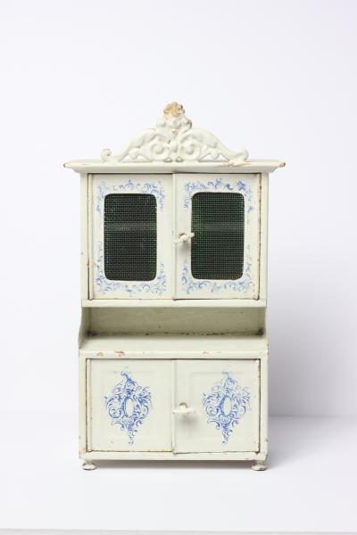  Gebr der Bing Antique Rare Dollhouse Miniature Gebr der Bing Enameled Tin Kitchen Cabinet 1890