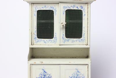  Gebr der Bing Antique Rare Dollhouse Miniature Gebr der Bing Enameled Tin Kitchen Cabinet 1890